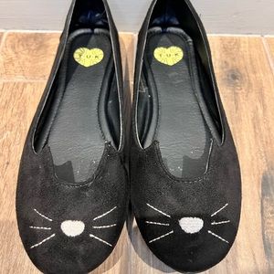 T.U.K Black Cat Faux Suede Flats